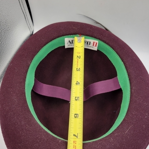 Vintage Adolfo II Wine Brimmed Fedora with Feather - Picture 6 of 8